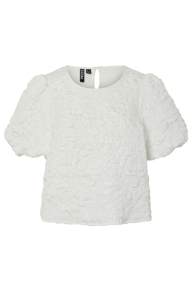 PCGRETCHEN SS O-NECK TOP WVN D2D PP 17163266 CLOUD DANCER
